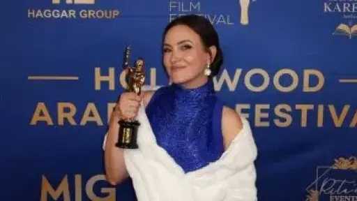 ريهام عبد الغفور بعد تكريمها بمهرجان Hollywood Arab Film: كرم من ربنا كبير