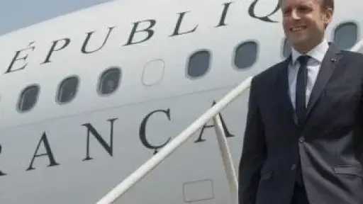 الرئيس الفرنسي إيمانويل ماكرون يصل إلى العاصمة السورية دمشق